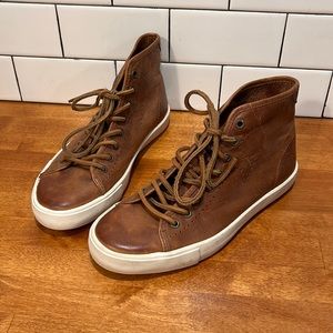 Frye Hightop Cognac Leather Sneakers size 7.5